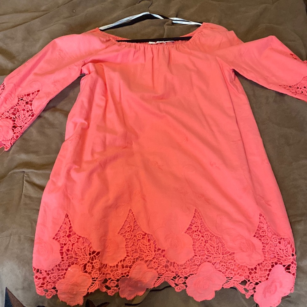 SOLD!! Coral off shoulder dress